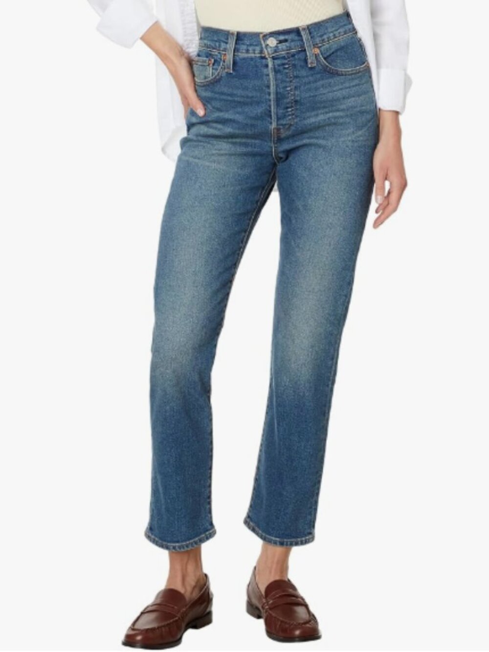 Levi's Wedgie Straight Jeans Size 30 X 27 Button Fly Medium Denim Wash Classic